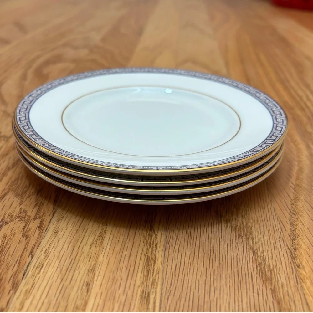 Wedgwood Palatia China Set‎ 4 Bread Butter Plates Appetizer Greek Key Excellent